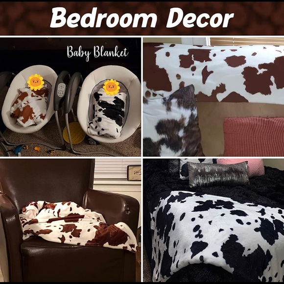 Cow Print Blanket Soft Fleece Fall Throw - Picture 4 of 4